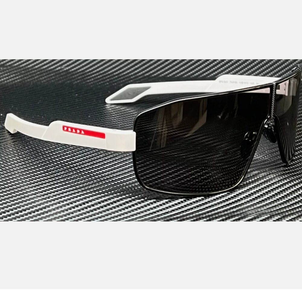 Prada Men's 74mm White Black Sunglasses - Picture 4 of 4